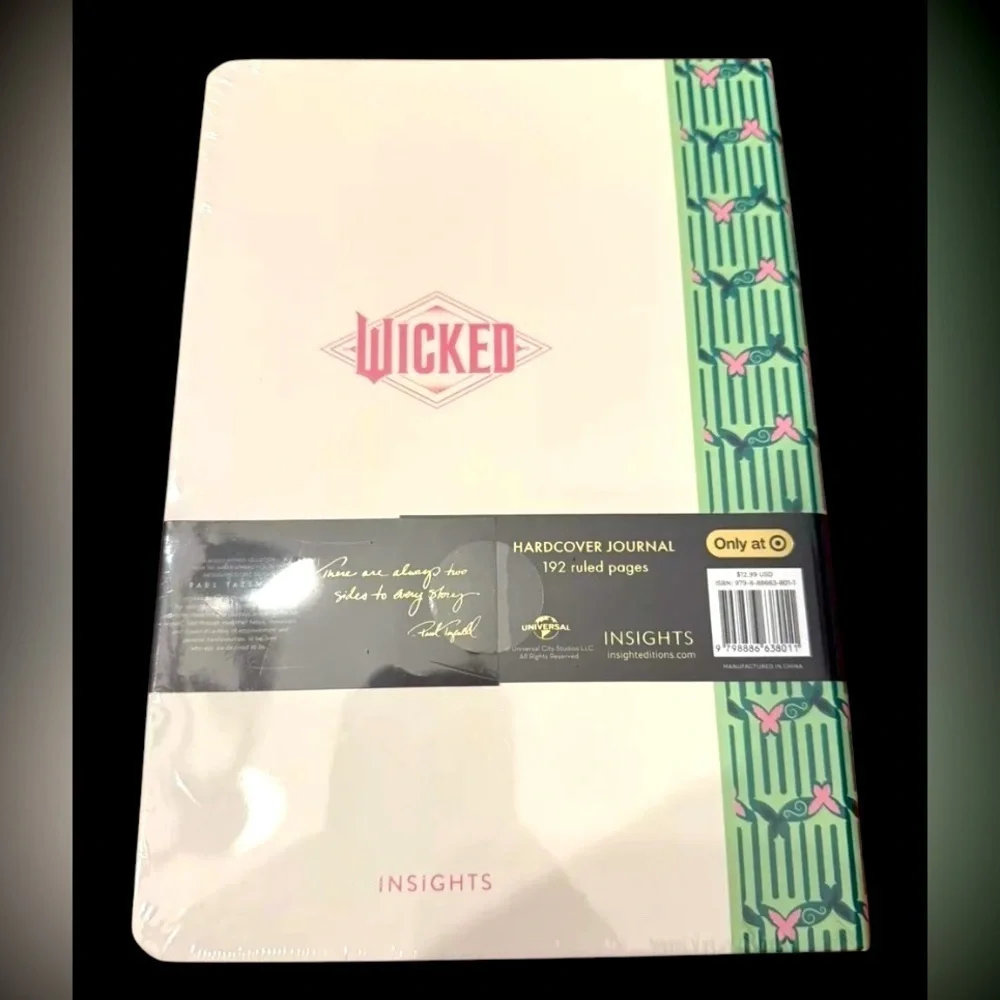 3/$13 Wicked Themed Journal with Green and Pink Design.